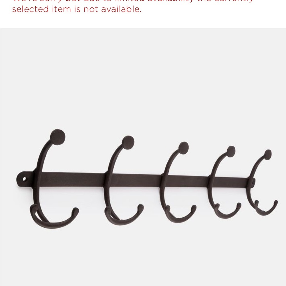 Rejuvenation 5 hook wall rack